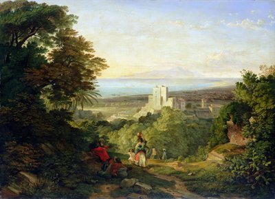 View ng Terracina at Monte Circeo, 1833 finn tekijältä Friedrich Nerly